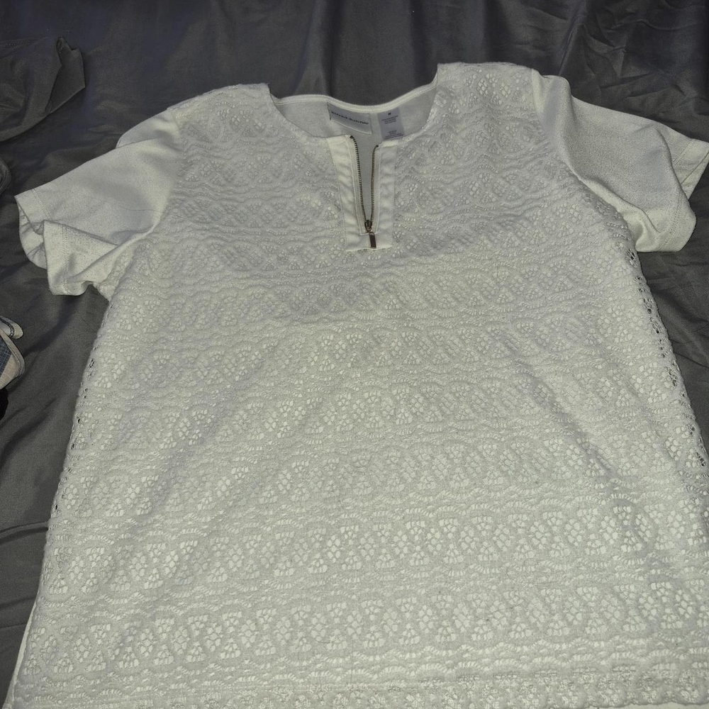 Alfred Dunner Cream Lace Blouse with Zipper